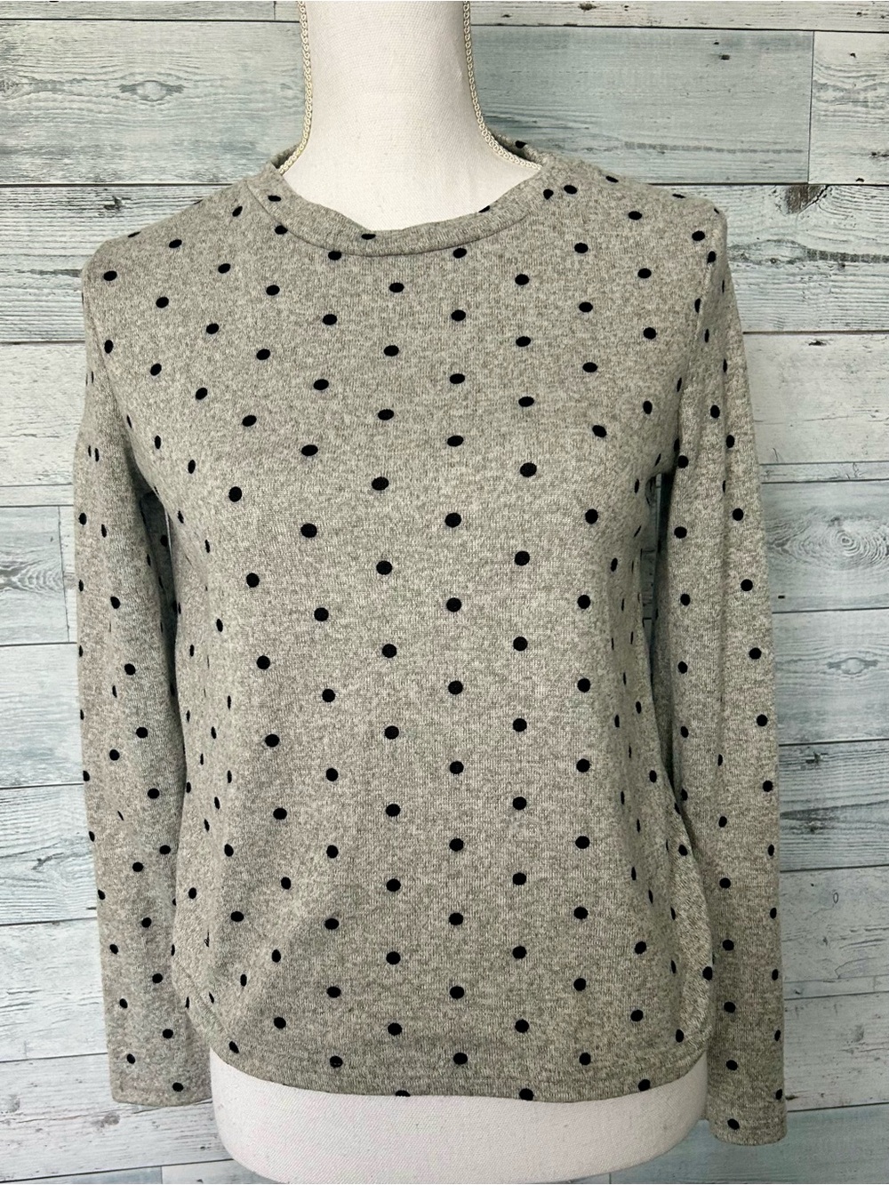 Classic Gray Polka Dot Women’s long sleeve shirt